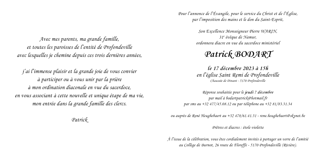 Invitation Patrick texte